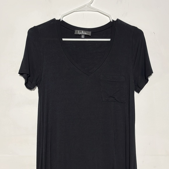 Lulus Black Stretchy V-neck Tee Shirt Dress Size M - Picture 2 of 8